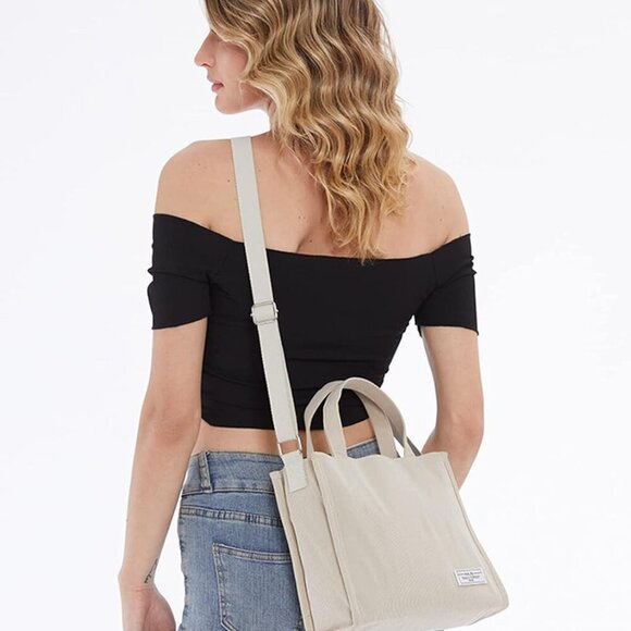 KALIDI Tote Bag for Women Corduroy Crossbody Bag Casual Zipper Tote Fashion Shou - Picture 8 of 9